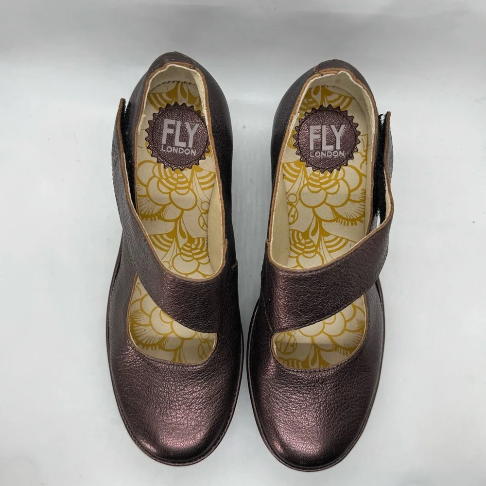 Fly London Metallic Mary Janes Sz 7.5 - Picture 8 of 13